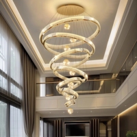 Lustre suspendu JYLIGHTING multi-anneaux en spirale, sur mesure, halo vertical, orb lumineux, prisme en verre