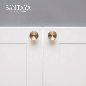 Santaya Massiv Messing Gebürstete Griffe Küchenschrank-Zuggriffe Schlafzimmer-Kleiderschrank Schubladenknöpfe Möbel Mattschwarzer Griff - Product Image 1