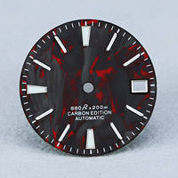 Cadran de montre en carbone forgé personnalisé de 28,5 mm, motif marbré, index lumineux appliqués, cadran de montre pour mouvement automatique NH35 NH36