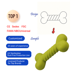 Twirled Textured Squeaky Classic Chewing Bone Dog Dental Care Custom Flavor Peanut Butter Long Lasting Chew Toys - Product Image 2