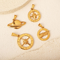 Pendentifs pour hommes MECYLIFE plaqués or 18 carats, pendentif boussole en acier inoxydable, pendentif aile d'ange, charme classique pour collier