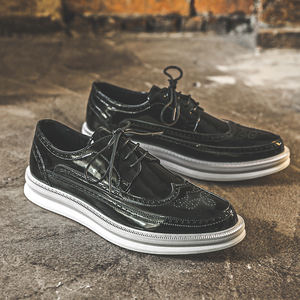 Classy Designers Thick Sole Lace up <strong>Brogue</strong> Pattern Wholesale Men Wedding <strong>Patent</strong> Leather Dress Shoes and Oxfords - Product Image 5