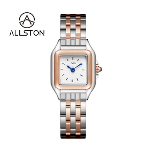 Montre carrée vintage Allston ASN-<span class=keywords><strong>56</strong></span> pour femme, en acier inoxydable doré, avec cadran léopard, mouvement à quartz, chiffres romains minimalistes - Product Image 4
