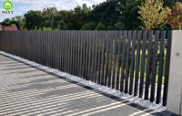 Modern minimalistisch aluminium tuinhek met poedercoating, verticaal lamellenontwerp, rotbestendig, waterdicht, 3D-modellering