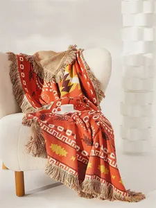 MY New Design Bohemian Nordic Geometric Tassel 100% Cotton Knitted Throw Blanket Home Living Room