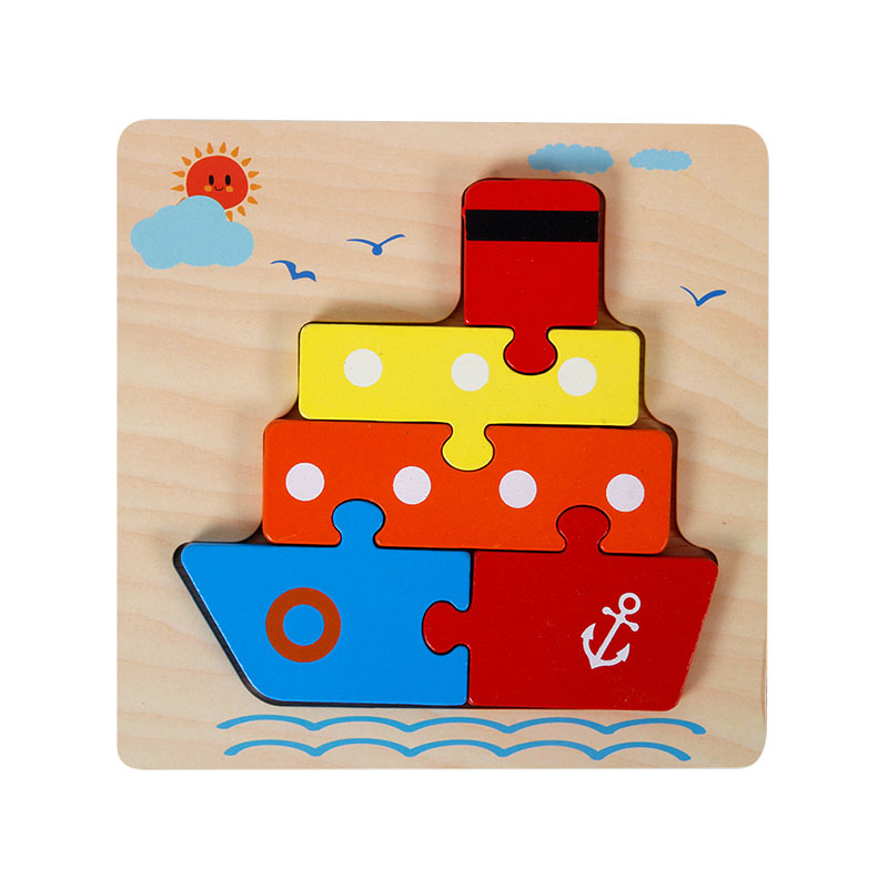 Factory Wholesale Animal Jigsaw Puzzles Educational Toys Baby 3d wooden puzzle ship Other Baby Toys For 1 2 3 Years Old Kids C