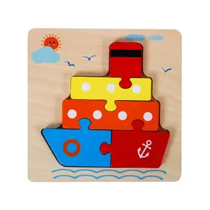 Fabrik Großhandel Tier Puzzle Lernspiel zeug Baby 3D Holz Puzzle Schiff Andere Babys pielzeug für 1 2 3 Jahre alte Kinder C.