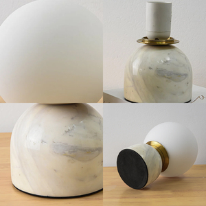 Lampe de table sphérique à base de marbre adaptée aux tables de chevet de chambre à coucher, lobbies d'hôtel Sphère en verre de marbre Sylas Lampe de table en marbre - Product Image 6