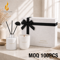 Coffret Cadeau Parfum d'Ambiance Sans Alcool Longue Durée avec Étiquette Personnalisée LF, Bougies Parfumées et Diffuseur à Bâtonnets – Idéal pour Mariages et Fêtes