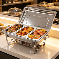 Chauffe-Plat Commercial FLEY en Acier Inoxydable, Réchaud de Buffet Carré avec Brûleur à Alcool pour Hôtels et Buffets