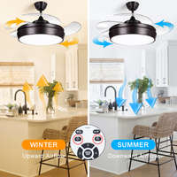 Y042 ventilateur de plafond moderne en or avec lumière et télécommande ABS lame pliant rétractable ventilateur lumière décorative rvb Led ventilateur lampe