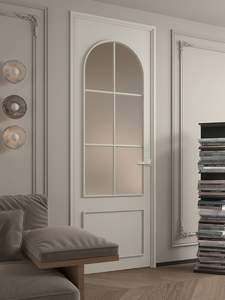 Puerta de Vidrio Arqueada Minimalista Francesa con Marco de Aluminio Moderno para Diseño Interior de Baños - Product Image 2