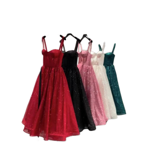 S2027F Nuovo Stile Abito da <span class=keywords><strong>Sera</strong></span> Senza Spalline Elegante Snellente in Chiffon Estivo con Paillettes <span class=keywords><strong>e</strong></span> Tulle, Vita Naturale, Traspirante per Feste - Product Image 1