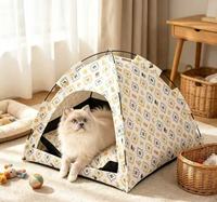 Maison pour animaux de compagnie pliable en tissu Oxford, respirante, imperméable, motif palmier, modèle CT-07, pour petits chats et chiens, utilisation extérieure, OEM transfrontalier