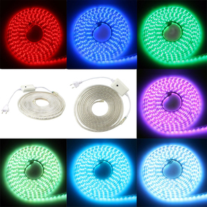 Bande <span class=keywords><strong>LED</strong></span> haute tension AC 220V 5050 avec prise EU, lumière rouge verte bleue blanche chaude RGB 100M/<span class=keywords><strong>rouleau</strong></span>, IP67-étanche, découpeable au mètre - Product Image 6