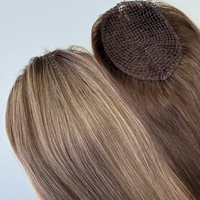 Pièce de cheveux pour femme, base en filet de pêche transparente, cheveux humains vierges européens naturels, intégration sans couture
