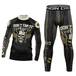 Mock Design collo senza stampa GYM top Custom Bjj <span class=keywords><strong>Rash</strong></span> Guard Jiu Jitsu Nogi Set per gli uomini traspirante <span class=keywords><strong>Rash</strong></span> Guard senza Gi Set - Product Image 5