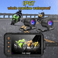 Cámara de salpicadero GPS para motocicleta a prueba de agua de 1080P, cámara delantera y trasera con modo de estacionamiento de visión nocturna, Compatible con Wifi TF Media