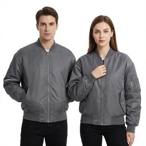Blouson bomber unisexe gris à capuche, col mandarin, fermeture éclair, imperméable, rembourré en coton, doublure en soie, vêtement décontracté pour l'hiver - Product Image 2