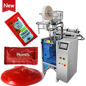 Máquina de embalagem líquida vertical pequena totalmente automática de alta velocidade, máquina de embalagem de molho de tomate em sachês