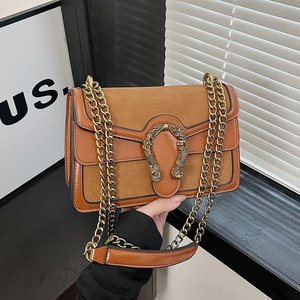 Bolso de Mujer Pequeño Cuadrado de PU, Estilo Moderno, Otoño/Invierno 2026, Correa Única, Cierre de Solapa, Cadena Cruzada, Mate - Product Image 1