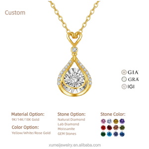 Collier pendentif dansant en <span class=keywords><strong>or</strong></span> massif 18 carats personnalisable avec diamant de laboratoire pour femme, vente en gros - Product Image 1