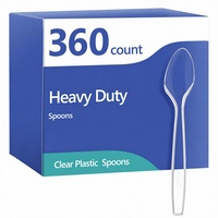 Cucharas de Plástico Transparente Resistentes, Desechables, Aptas para Alimentos, Resistentes al Calor, Libres de BPA, con Logotipo Personalizado, Paquete de 360 Unidades