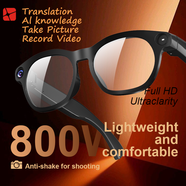 8MP Camera AI Smart Glasses with ChatGPT Real-time Translation Video Recording Glasses for 1st Person POV Video