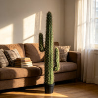Cactus artificiel en pot, léger, décoratif, vert, pour bureau, salon, intérieur, résistant aux UV
