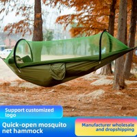 Hamac moustiquaire léger d'extérieur anti-moustiques à ouverture rapide, lit suspendu en polyamide anti-retournement pour le camping