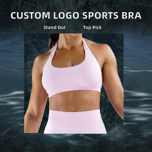 Top Deportivo Personalizado para Mujer, <span class=keywords><strong>Espalda</strong></span> Descubierta, Cuello Halter, Elástico en Cuatro Direcciones, Ligero, Sin Costuras, para <span class=keywords><strong>Yoga</strong></span> y Fitness - Product Image 2