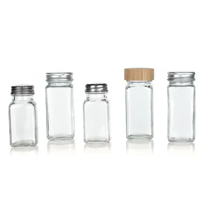 Top Grade 4oz 6oz 8oz nhà bếp gia vị giá Organizer Wall Mount vuông Gia vị Jar cho hạt tiêu