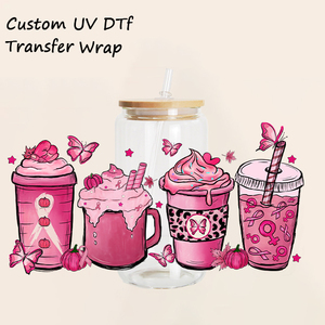 Personnalisé <span class=keywords><strong>cancer</strong></span> du <span class=keywords><strong>sein</strong></span> uv dtf tasse wraps transferts uv dtf transfert à froid tasse wrap transferts décalcomanies uv dtf verre tasse wrap pour libby - Product Image 3