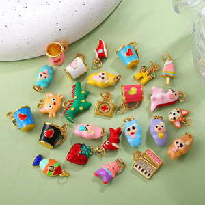 Tierra de las Maravillas Kawaii |   Dijes de Latón Chapado en Oro de 18K con Esmalte Colorido y Diseños de Dibujos Animados para Creación de Joyería DIY |   Colgantes para Niños - Product Image 2