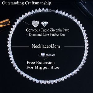 Simplicity CZ Zircon Crystal <strong>Pure</strong> White Love Heart Splicing Chain Necklace for Women Appointment Bridal Jewelry - Product Image 6