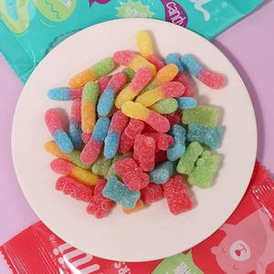 Bonbons Gélifiés <span class=keywords><strong>en</strong></span> Forme de Vers, de Chinchillas, de Petits Ours et de Cœurs, Saveur Barbe à Papa, <span class=keywords><strong>Sucre</strong></span> Roux, Étoiles Multicolores, Couleur Sable Acide, Sachet 60g - Product Image 4