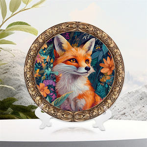 Nouveau Design de haute qualité délicat beau <span class=keywords><strong>renard</strong></span> peinture coloré Animal <span class=keywords><strong>dessin</strong></span> résine disque Art artisanat plaque maison ornements - Product Image 2