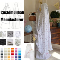 Ensemble de prière personnalisé en mousseline 100% coton imprimé, jolie gaze naturelle douce pour la peau, vêtements islamiques modestes pour l'Aïd et le Ramadan, Abaya Jilbab