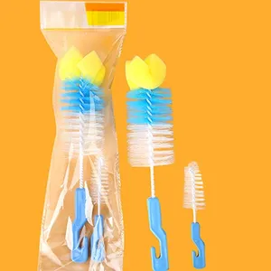 Zenidoo Juego de 2 cepillos ecológicos para alimentación de bebés, cerdas de nailon, mango de plástico, 22 cm, cepillo multifuncional de 360 grados - Product Image 5