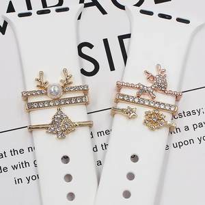 ShanHai นาฬิกาข้อมืออัจฉริยะ,แหวน<span class=keywords><strong>ต้น</strong></span>คริสต์มาสซานตาคลอสเครื่องประดับเพชรสำหรับ Apple Watch Band Watch โลหะตกแต่ง - Product Image 3