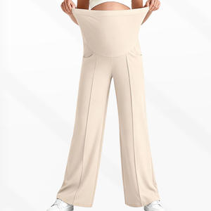 Leggings de maternité grande taille pour femmes, taille européenne S-XL, 9 couleurs, pantalon palazzo décontracté très élastique et confortable, porté au-dessus du ventre - Product Image 4