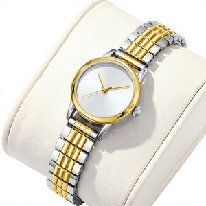 Montre à quartz avec cadran doré, bracelet en acier inoxydable, montre-bracelet pour femme, calendrier, boîtier rond, cadeau - Product Image 3