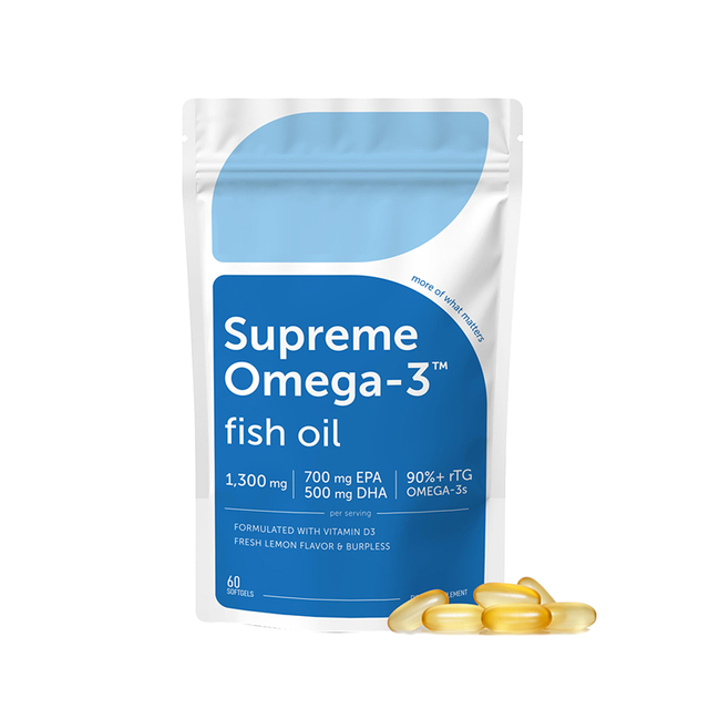 High Quality Pure Supre Omega 3 Fish Oil Softgels 700mg EPA 500mg DHA with Vitamin D3 for Heart and Brain