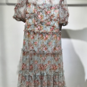 Design personalizzato elegante e Sexy da festa rosso traslucido floreale Mini abito da donna manica lunga <span class=keywords><strong>scollato</strong></span> profondo lussuoso ODM 5XL - Product Image 2