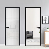 Porte de douche en verre trempé avec cadre en aluminium, porte française à double battant en acier, porte de salle de bain en PVC