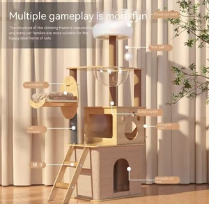 Moderne, milieuvriendelijke kattenboom met 4 niveaus & bovenop kartonnen verpakking, geschikt voor binnen/buiten gebruik, kattenklimrek & krabplank - Product Image 2