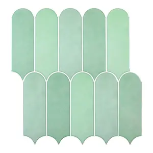 Tijolo de penas de pavão verde 2mm de espessura 3D Gel mosaico de azulejos de parede em backsplash de cozinha pronto para enviar