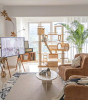 Grand arbre à chat de luxe de haute qualité à plusieurs niveaux en bois massif chat condo sol au plafond conception caractéristique durable