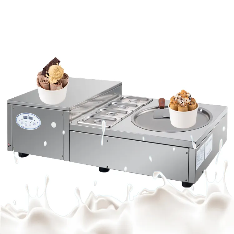 Machine à crème glacée frite de Type Table/Machine à crème glacée frite roulée de thaïlande