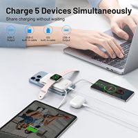 Banque d'alimentation sans fil magnétique 10000mAh PD20W, chargeur portable 15W, câbles intégrés pour iPhone/iWatch, utilisation quotidienne, batterie polymère au lithium
